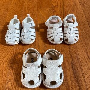 Baby Girl size 3 White Sandal Bundle of 3 pair Healthtex, Shoe Dept and PPWZ